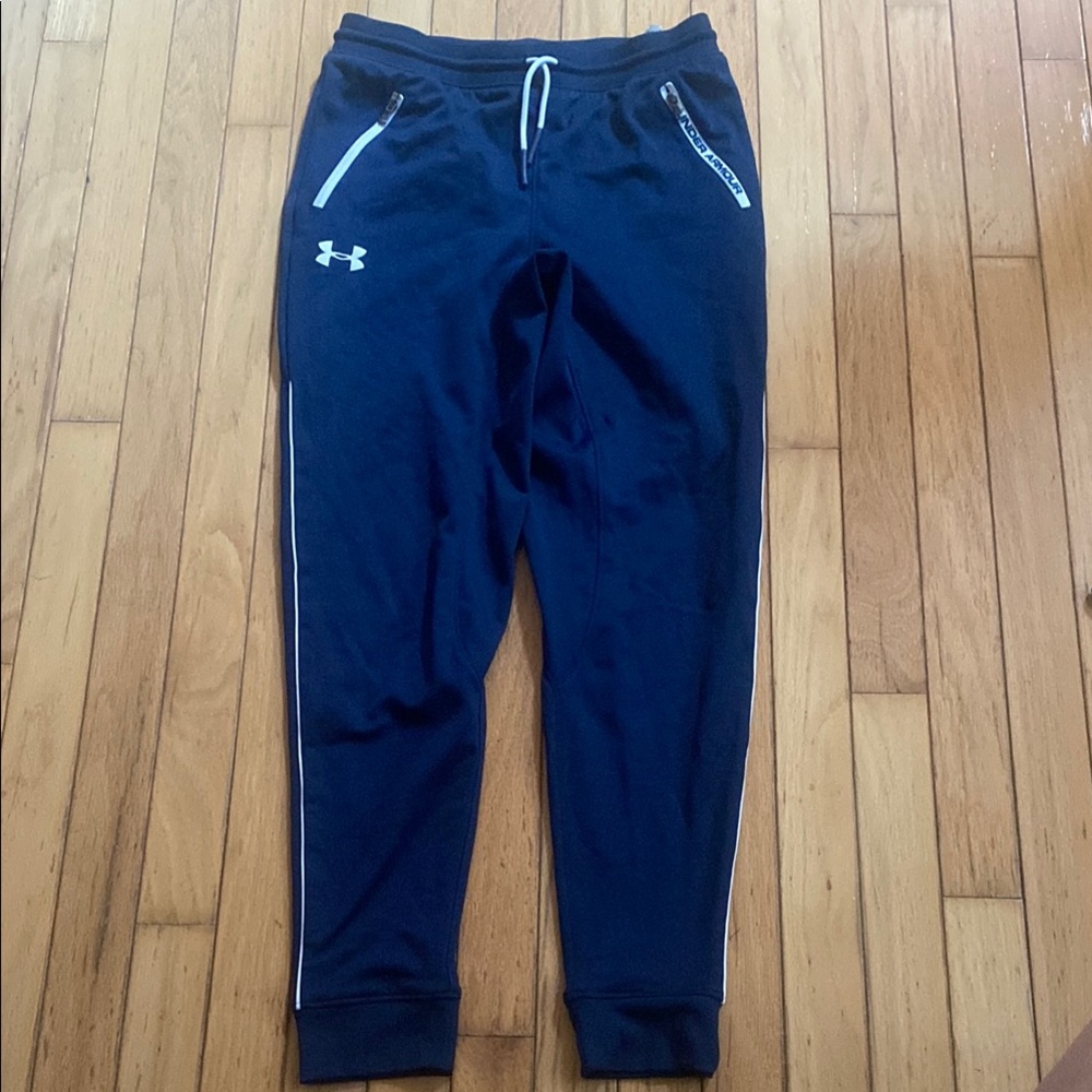 Under Armour Dark Blue Joggers with White Details